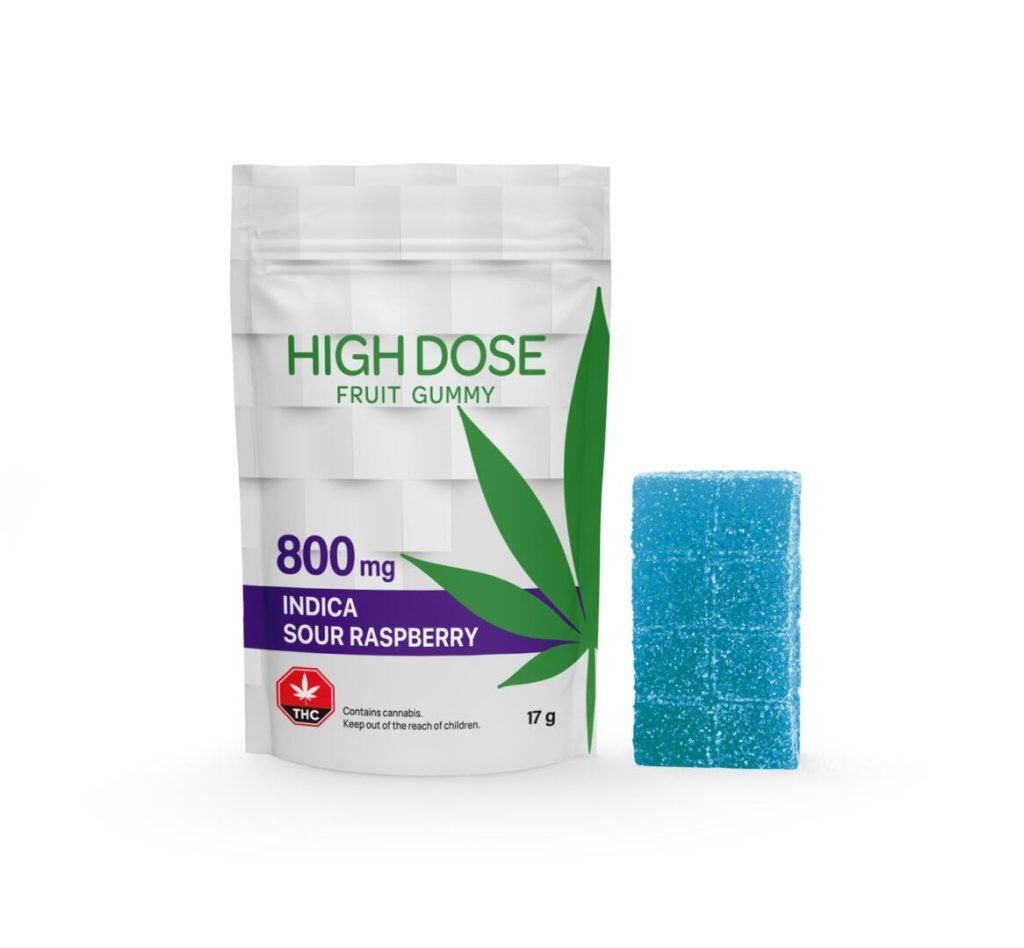 High Dose Raspberry Indica Gummies 800mg